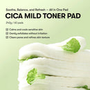 VT Cosmetics CICA Mild Toner Pad, Facial Toner Pads for Daily Use, 60ea / 130ml