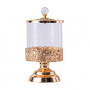 Glass sweet jar with lid and foot gold
