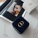 Dior Tweed Jewelry Box Pouch-Blue