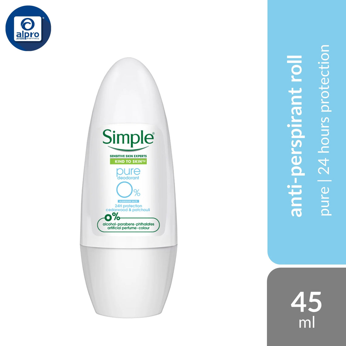 Simple Roll On Deodorant Pure Anti-perspirant 45 ML