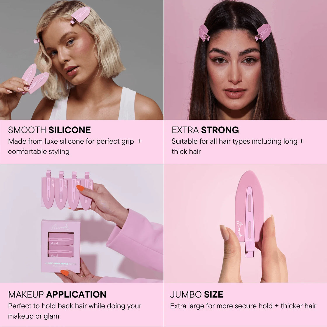 Mermade Hair Jumbo No-Crease Clips-pink