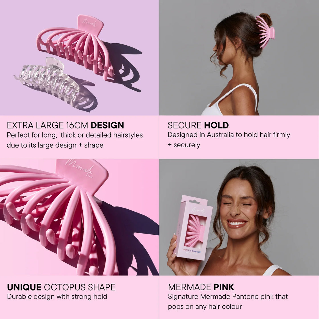 Mermade Hair Octopus Claw Clip-pink