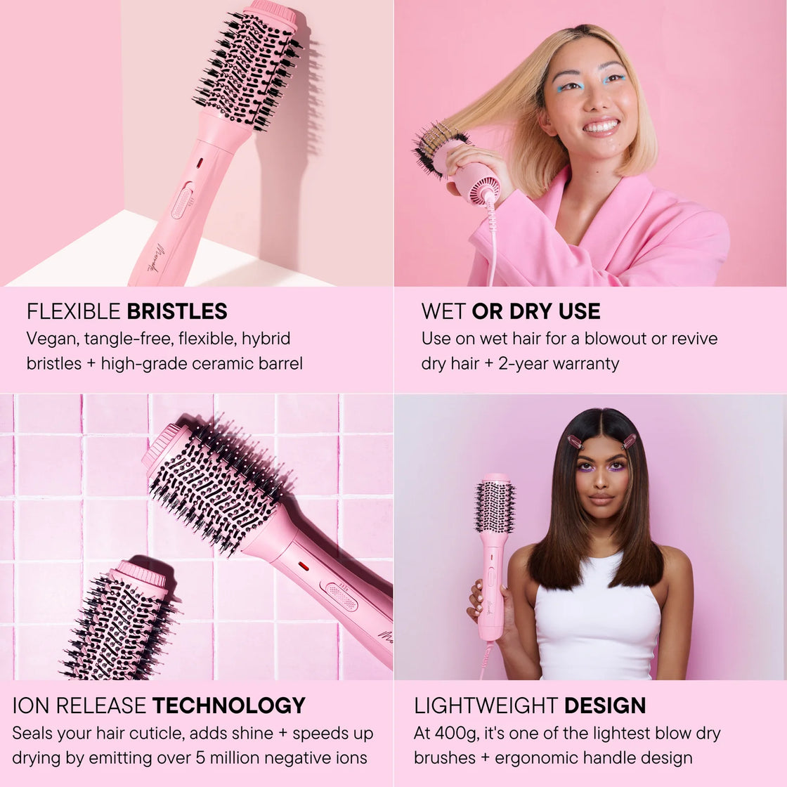 Mermade Hair Blow Dry Brush - Pink