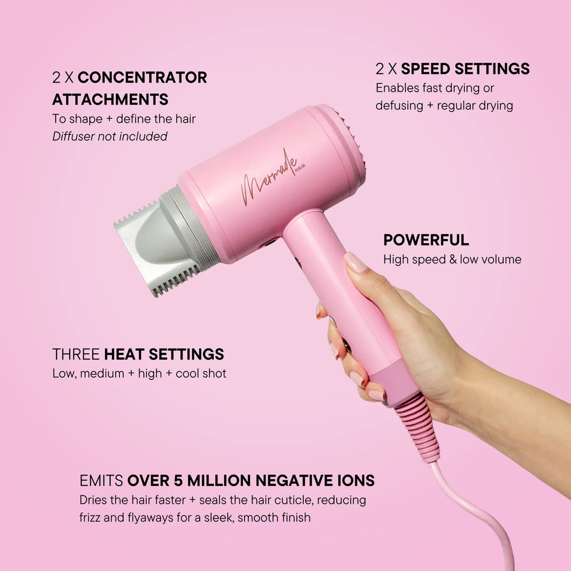 Mermade Hair Dryer Pink