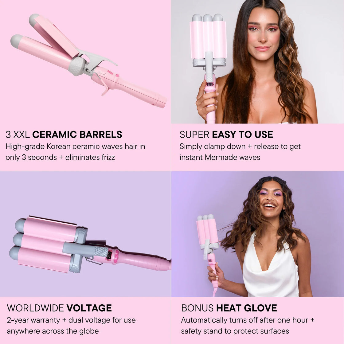 MERMADE HAIR 32 mm Pro Waver - Pink - 4004