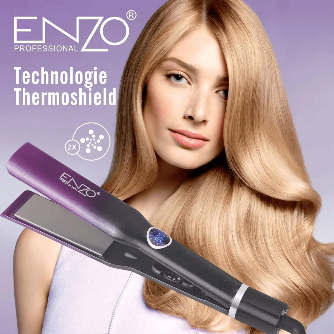 Enzo straightener with hair oil in summer “candy” colors from the Italian ENZO – EN-3126 ( PURPLE COLOR )