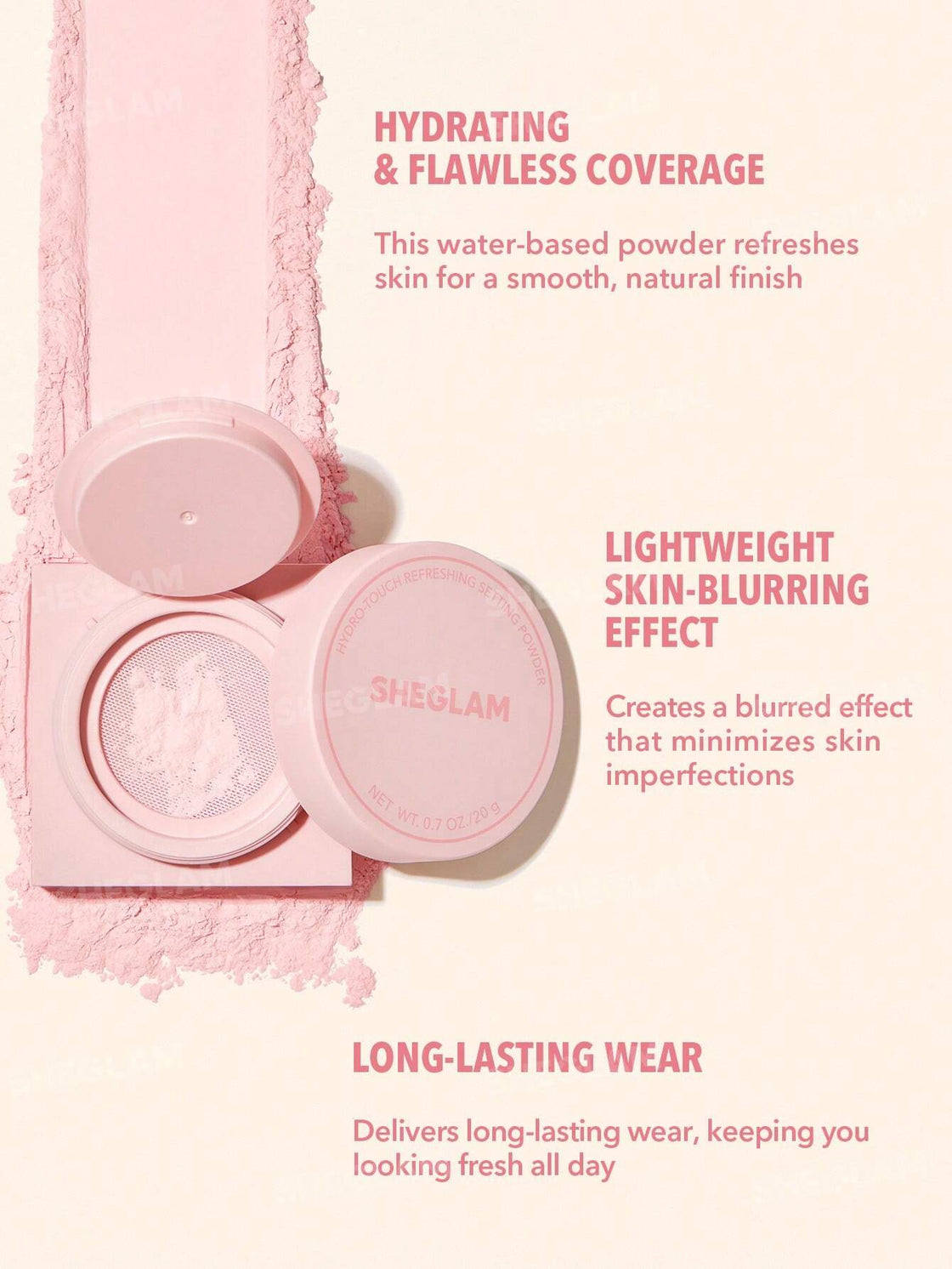 Sheglam Hydro Touch Refreshing Setting Powder - Baby Pink 20 G