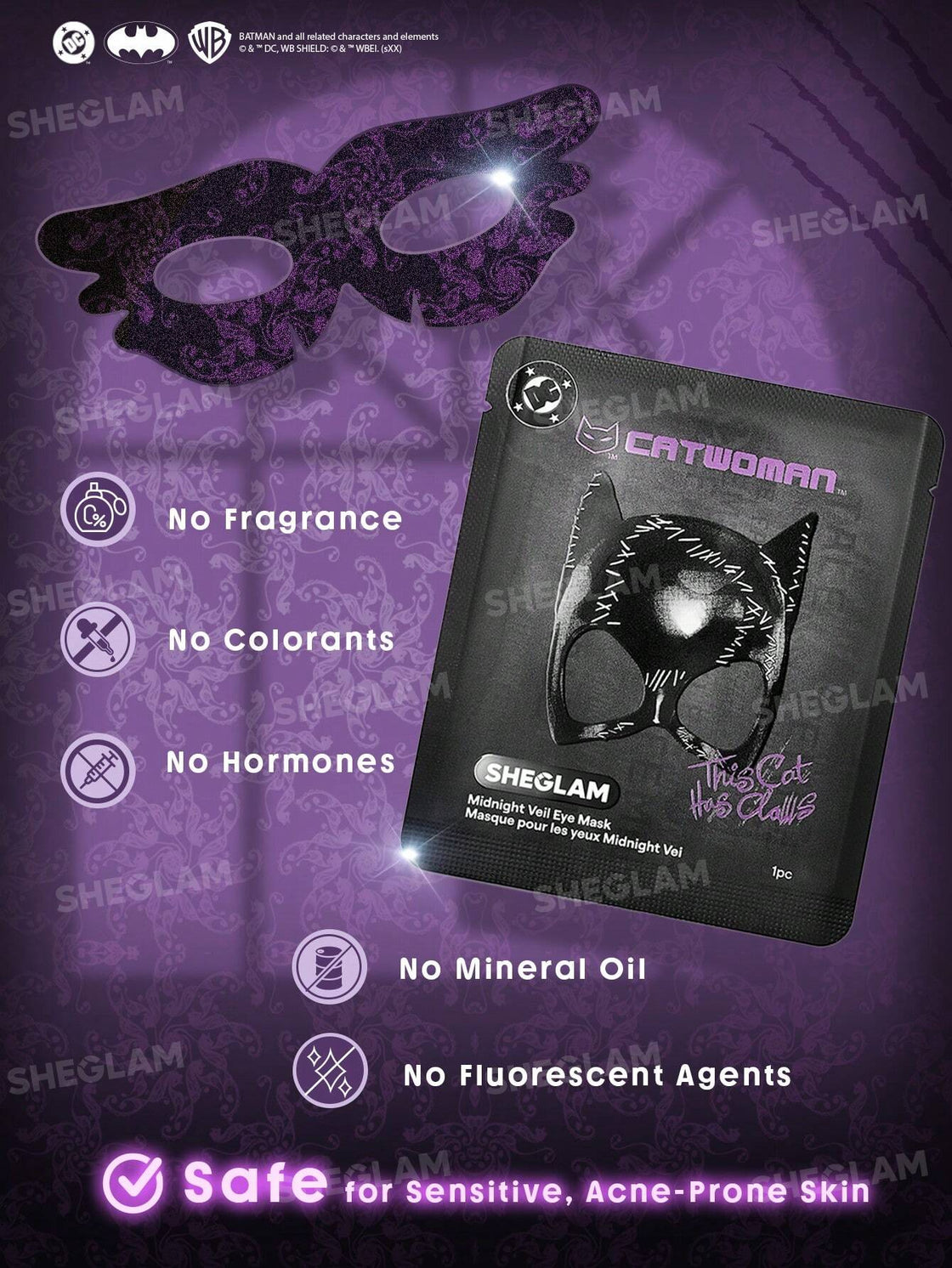 Sheglam CATWOMAN MIDNIGHT VEIL Signature Hydrating Eye Mask 10pcs