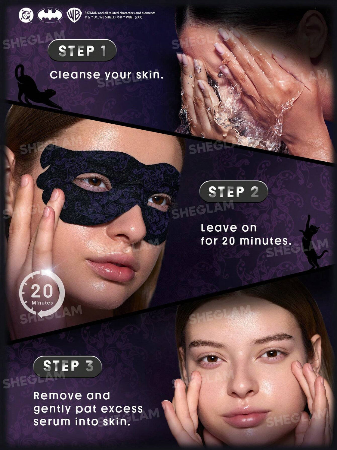 Sheglam CATWOMAN MIDNIGHT VEIL Signature Hydrating Eye Mask 10pcs