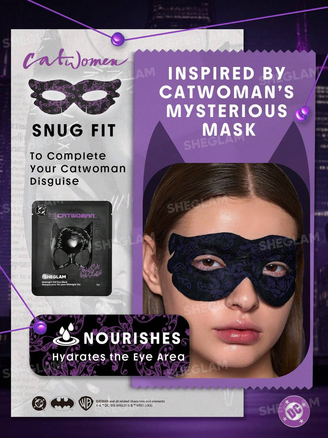 Sheglam CATWOMAN MIDNIGHT VEIL Signature Hydrating Eye Mask 10pcs