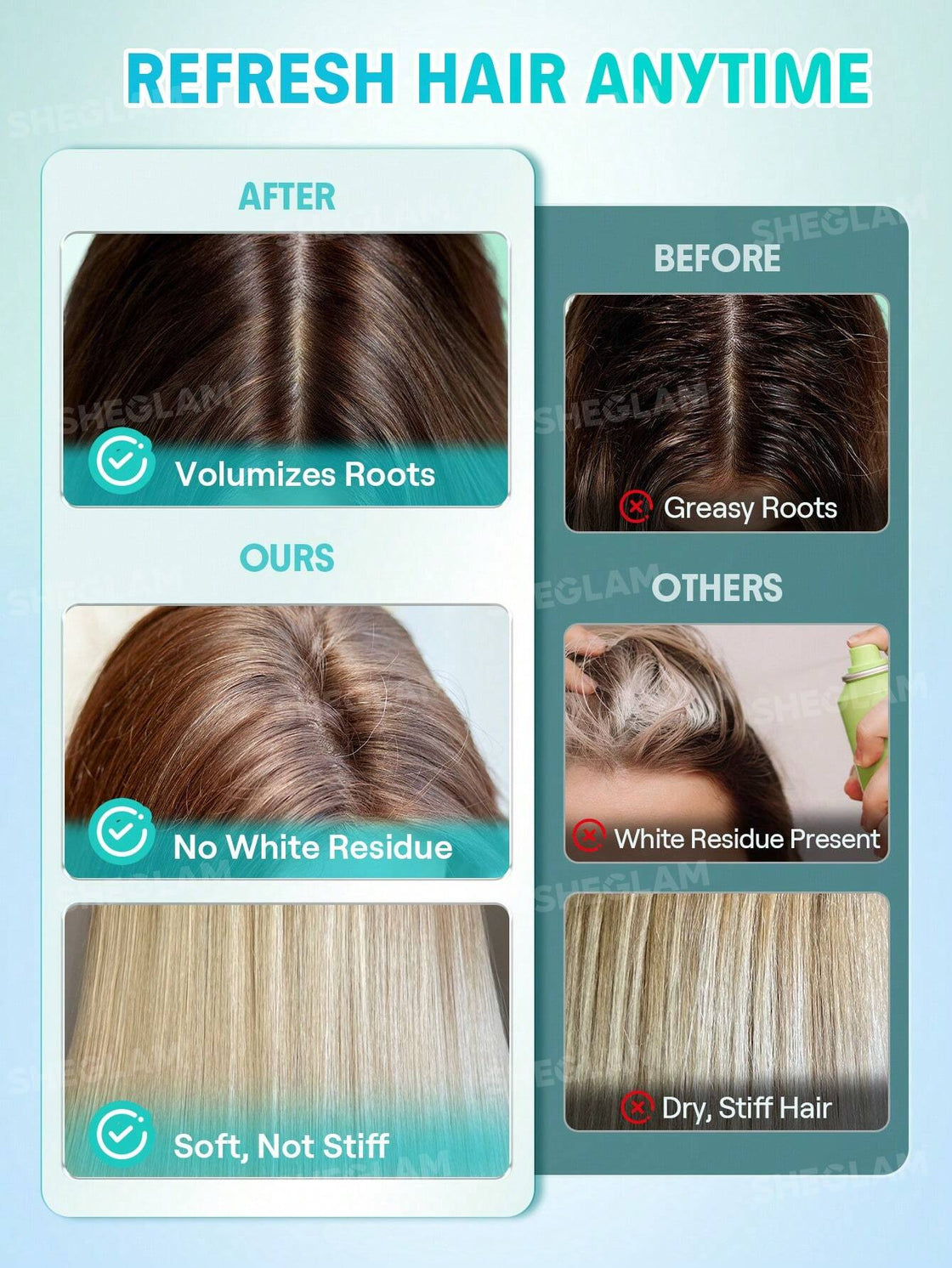 sheglam hair minty freshairy dry shampoo menthe 27g