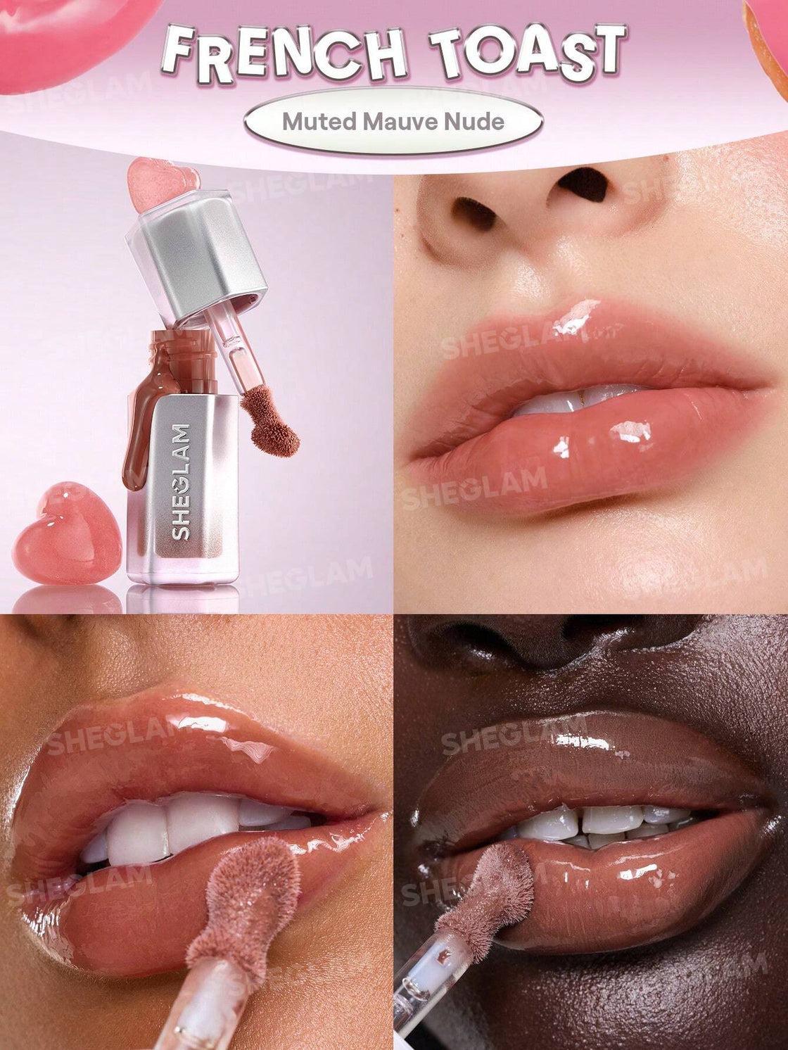 sheglam 12h long wearning glass lock air gloss 555 sepia kiss  3.4ml