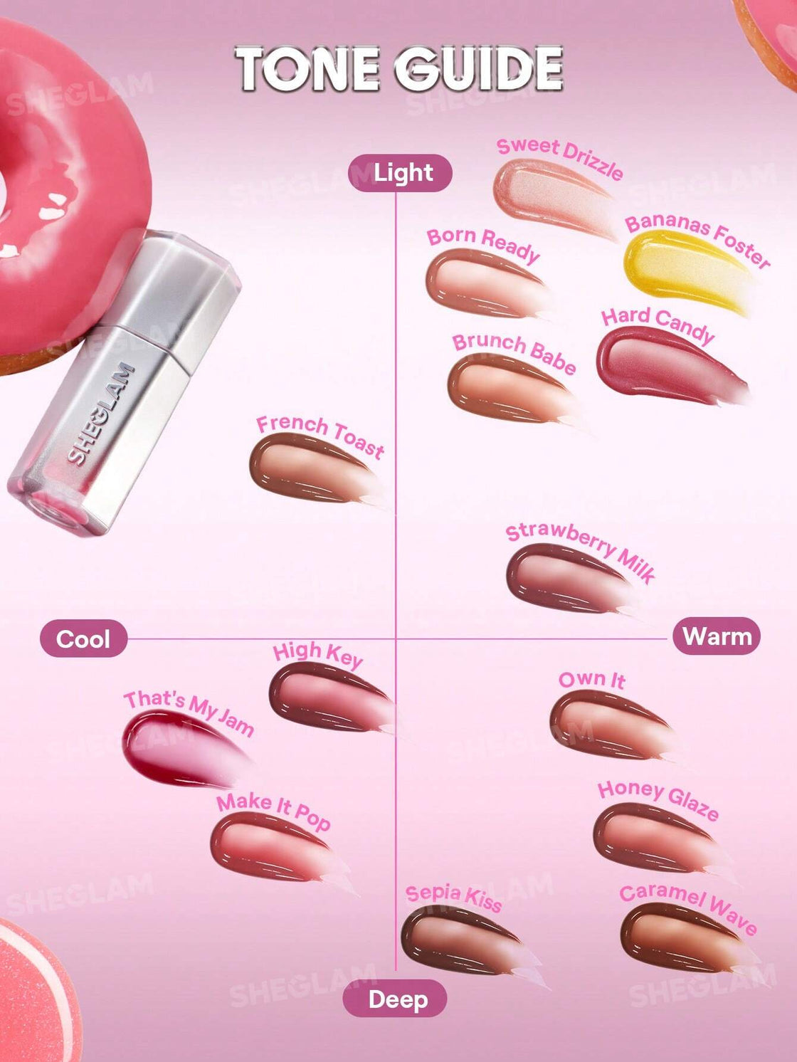 sheglam 12h long wearning glass lock air gloss 555 sepia kiss  3.4ml