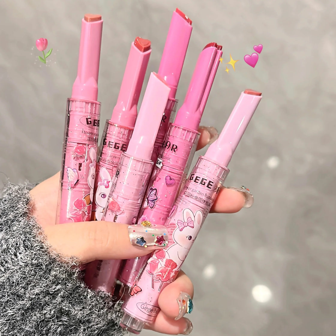 GEGE BEAR Flower Garden Rabbit Solid LIP Gloss Box
