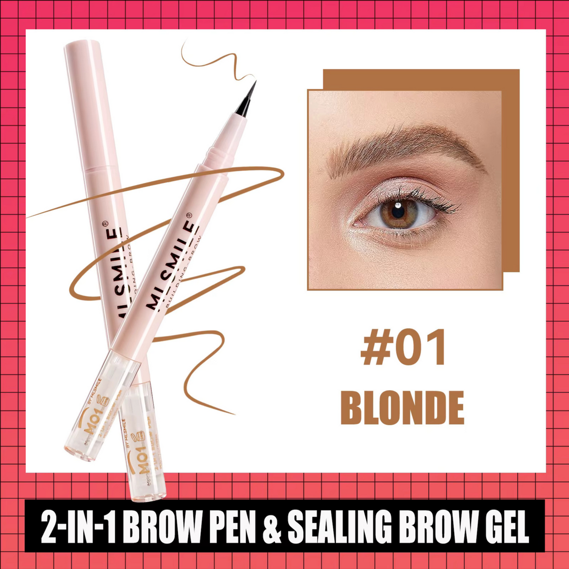 MlSmile 2in1 Brow Pen and Sealing Brow Gel Pink