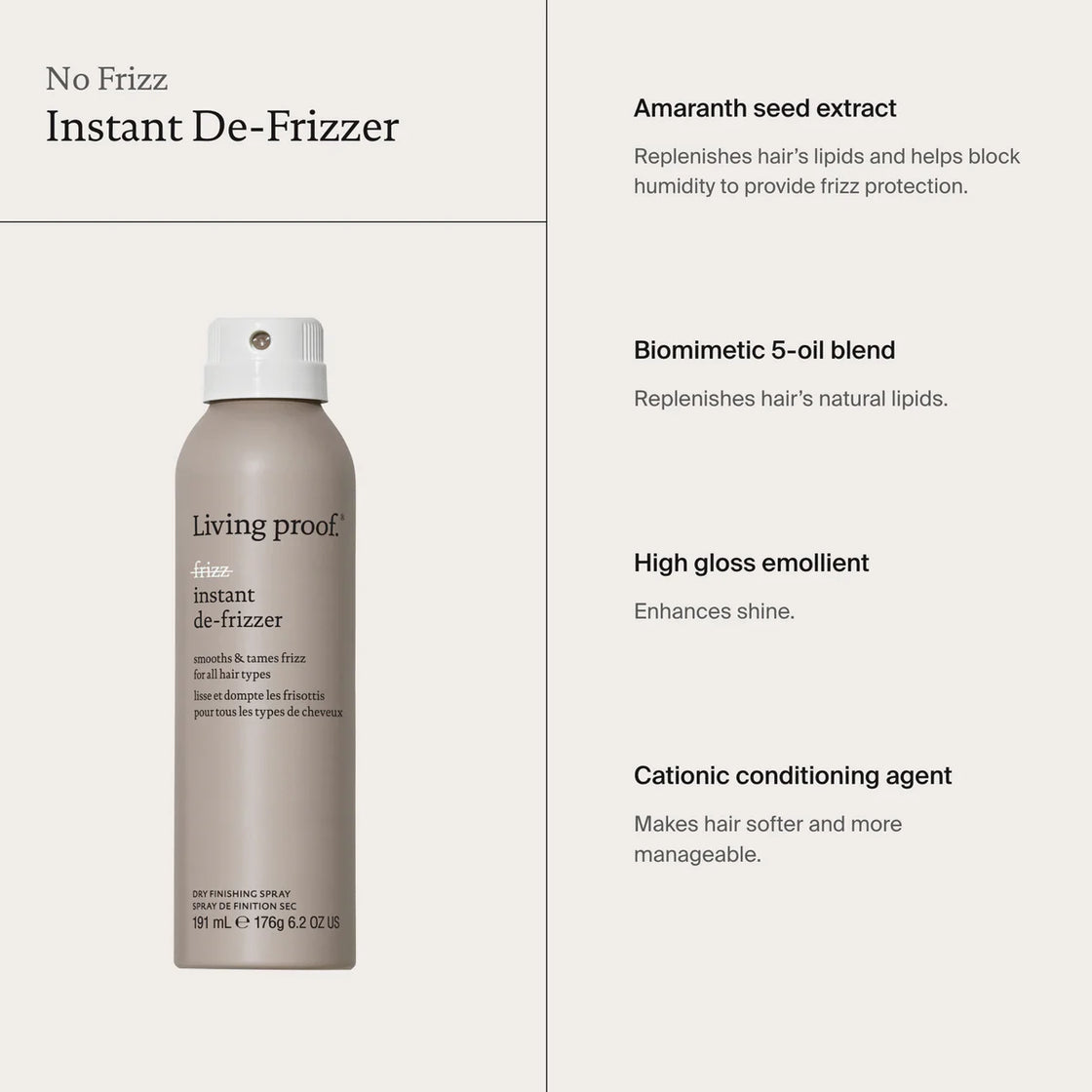 Living Proof No Frizz Instant De-Frizzer Spray 191ml