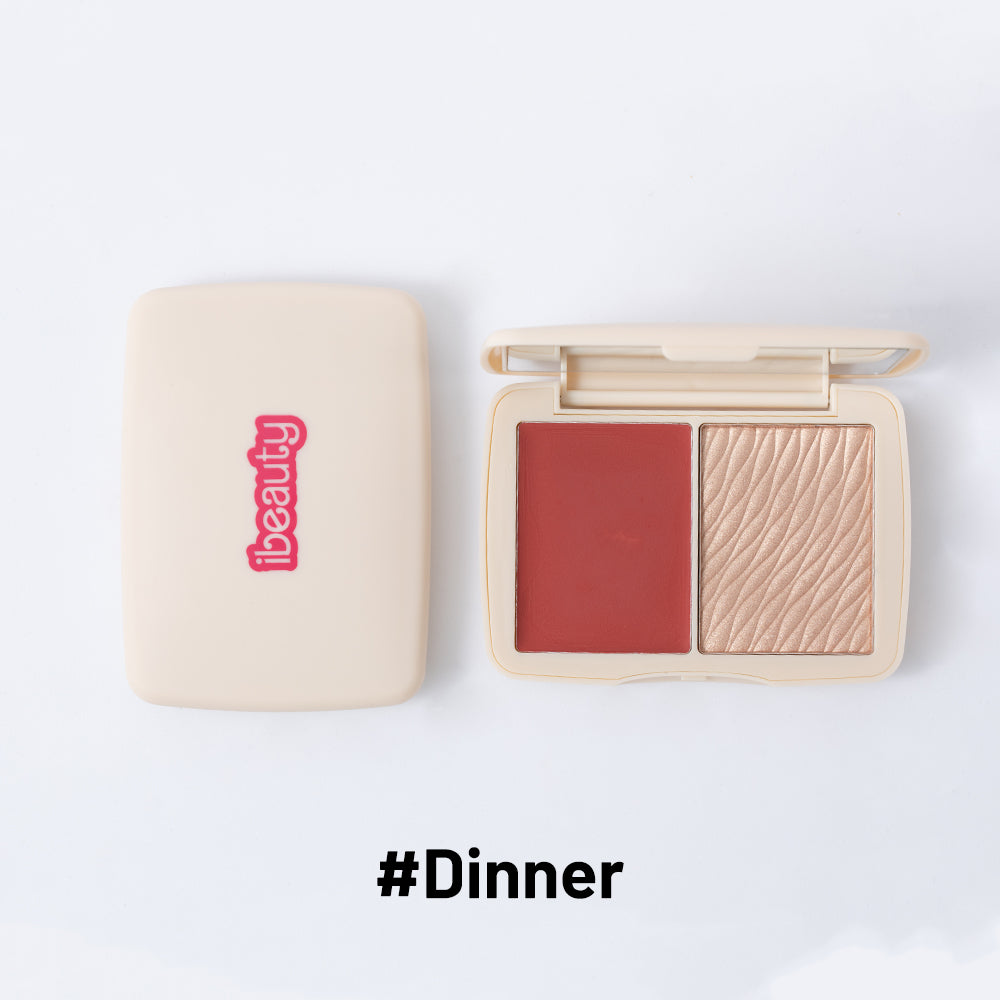 Ibeauty Cream Blush and Powder Highlighter Palette-Berry -6.5g