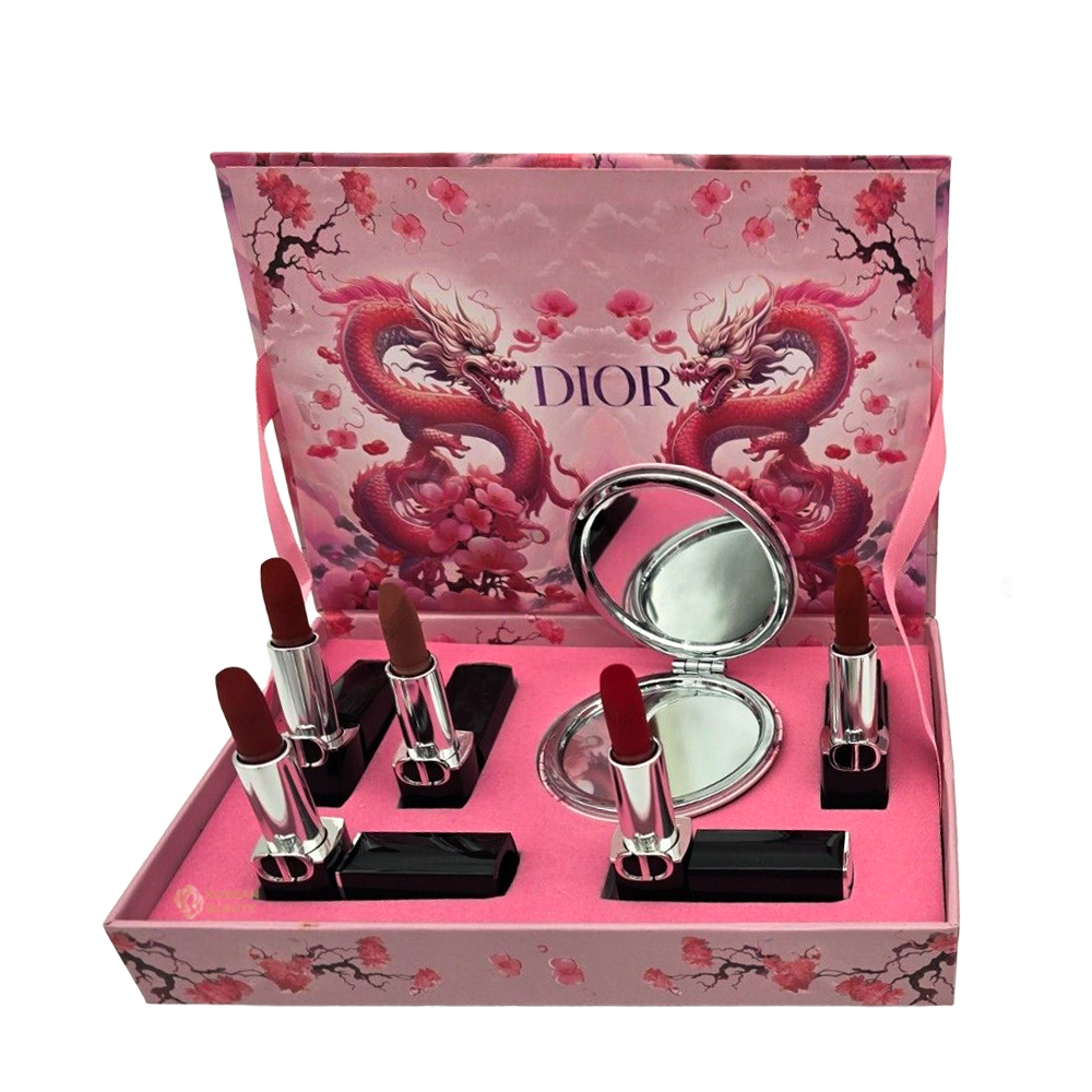 Dior Rouge Lipstick Set 999 Velvet, 777 Velvet, 888 Velvet, 720 Icone Velvet with Mirror