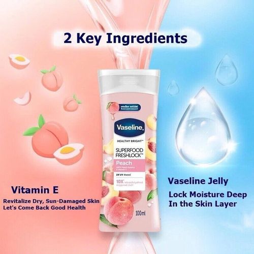 Vaseline Super Food Freshlock Peach Whitening Body Lotion Peach Scent 100ml