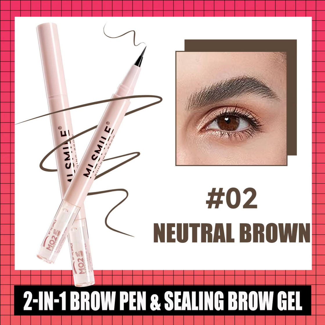 MlSmile 2in1 Brow Pen and Sealing Brow Gel Pink