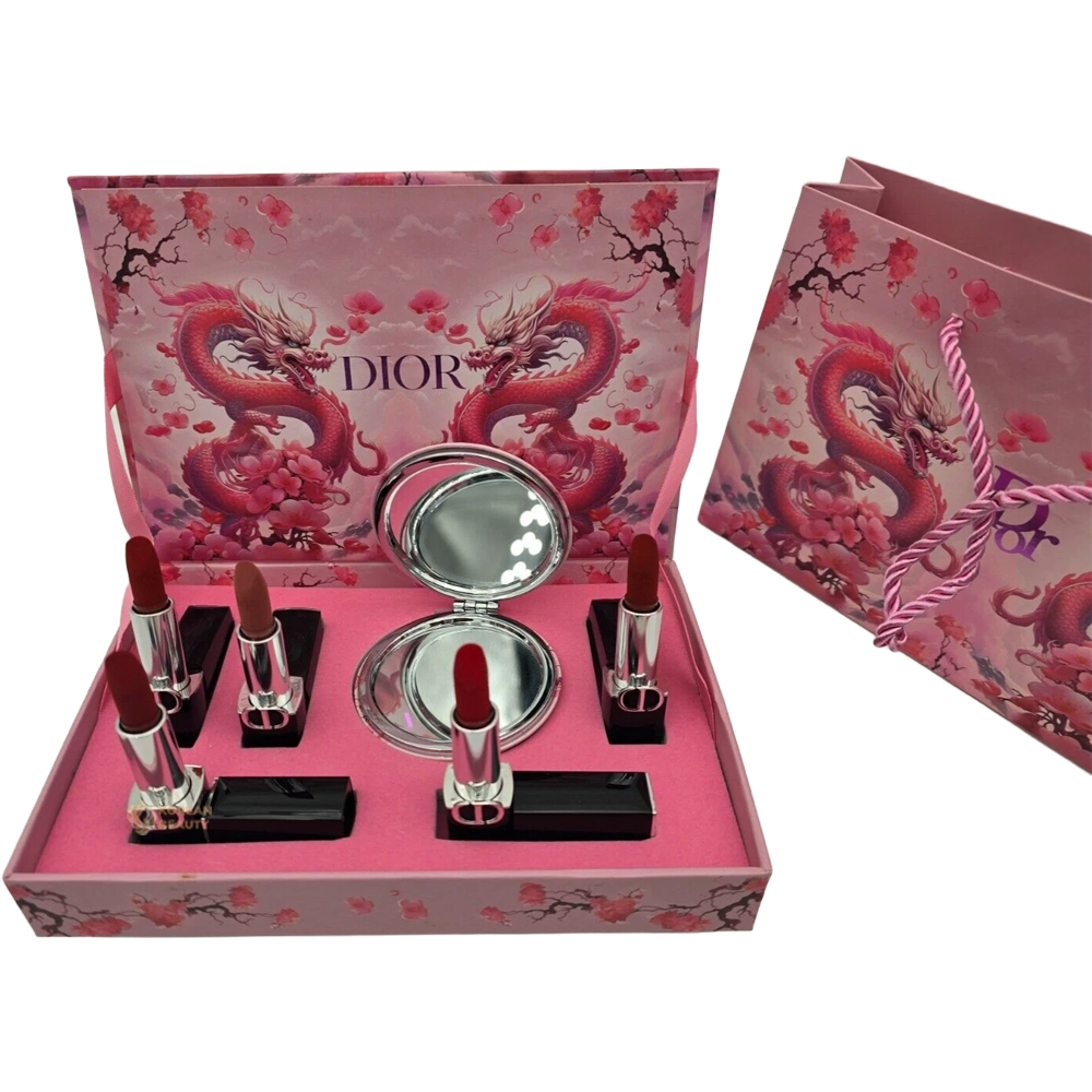 Dior Rouge Lipstick Set 999 Velvet, 777 Velvet, 888 Velvet, 720 Icone Velvet with Mirror