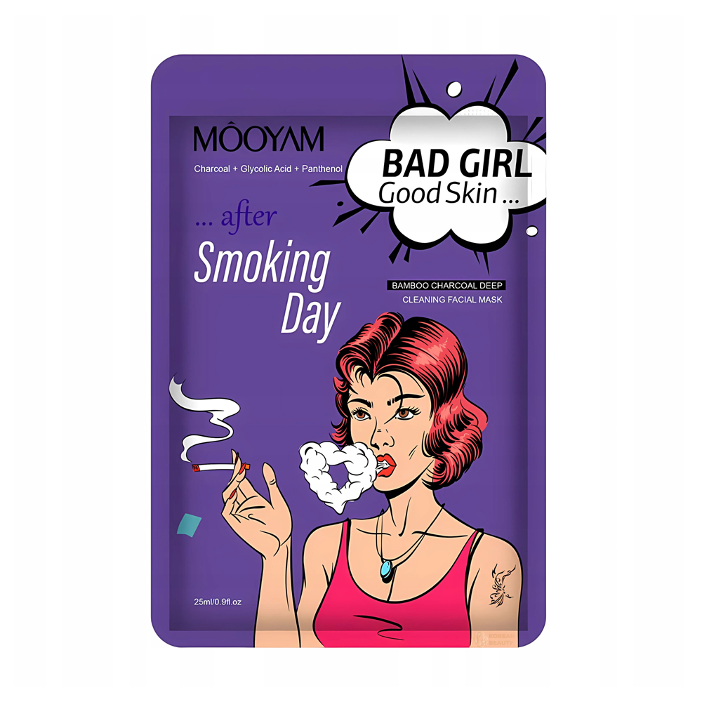 Mooyam charcoal+Glycolic Acid+Panthenol After smoking Day deep cleansing Facial mask 25ml