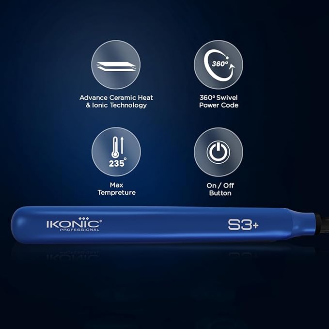 Ikonic S3+ Ceramic Straightener, Blue