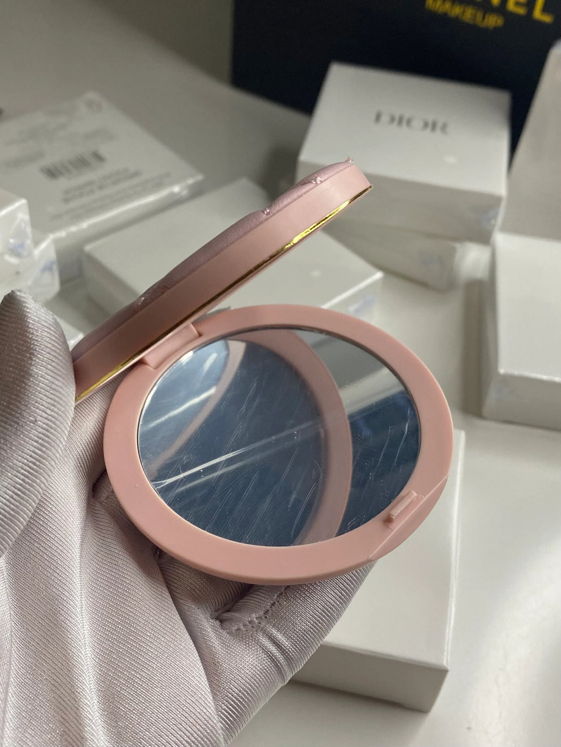 Dior Beauty Pink Heart Shaped Mirror Pocket - Leather (without box)