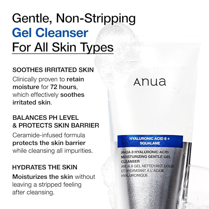 ANUA moisturizing gentle gel cleanser hyaluronic acid squalane 150ML