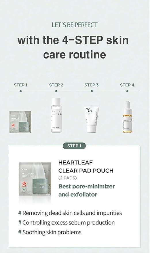 ANUA heartleaf soothing trial Kit 4-step perfect daily routine