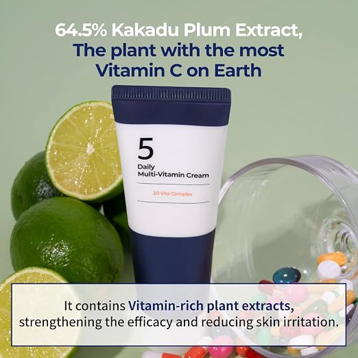 numbuzin No.5 Daily Multi-Vitamin Cream, | Vitamin C, Panthenol, Niacinamide, Non-Sticky Finish, Korean Skin Care for Face, 60ml