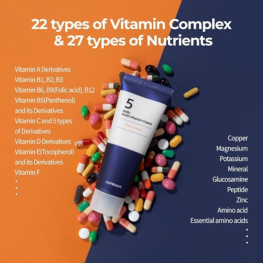 numbuzin No.5 Daily Multi-Vitamin Cream, | Vitamin C, Panthenol, Niacinamide, Non-Sticky Finish, Korean Skin Care for Face, 60ml
