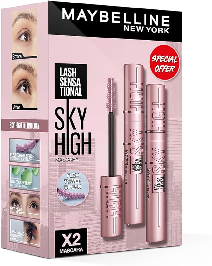 MAYBELLINE LASH SENSATIONAL SKY HIGH MASCARA BLACK(X2)