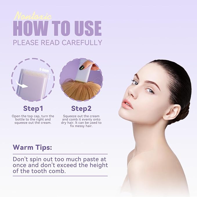 Mlsmile Hair Wax Stick for Women, Hair Styling Stick with Built-in Comb, hair balm stick, Slick Stick Hair Care for Women 14g