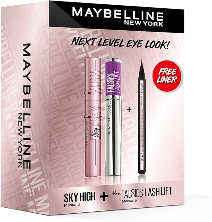 Maybelline New York - YOUR NEXT LEVEL EYE LOOK - 1 SKY HIGH MASCARA + 1 HYPER EASY LINER + 1 FALSIES LASH LIFT MASCARA SET