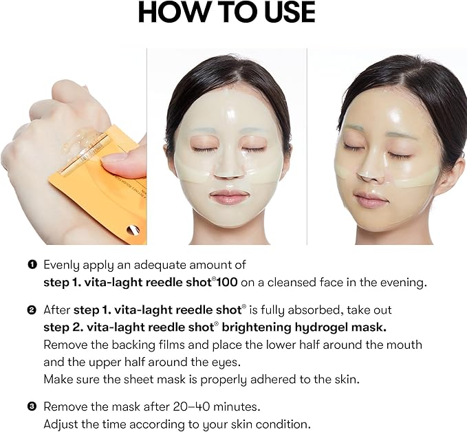 VT COSMETICS Vita-Light Reedle Shot 100 2-Step brightening  Hydrogel Mask 34.5g