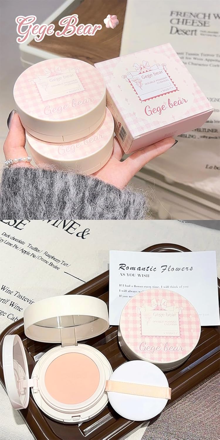 GEGE BEAR Foundation Setting Powder 2 In 1 Facial BB Cream Air Cushion Waterproof 8g