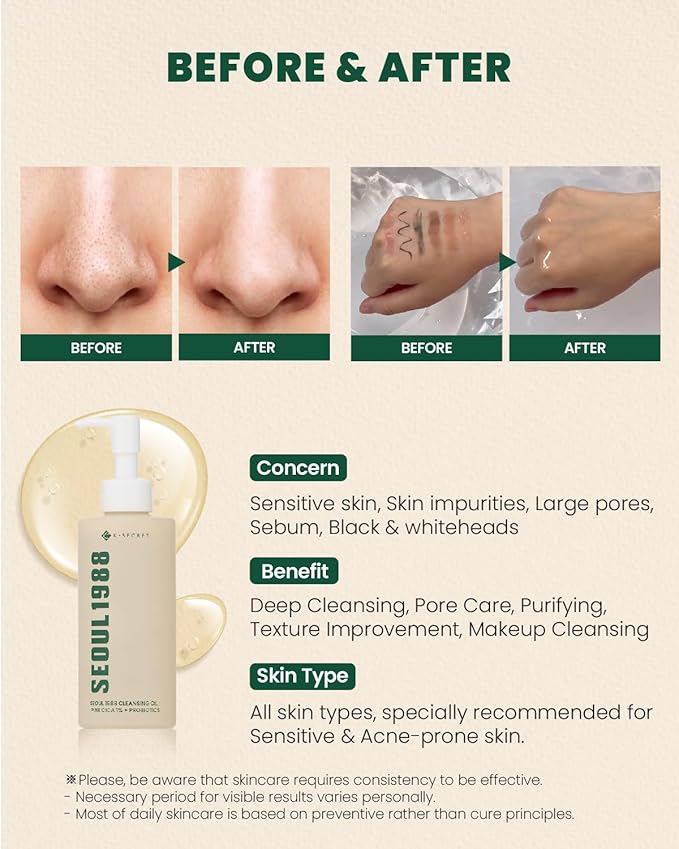 KSECRET Seoul 1988 Cleansing Oil : Pine Cica 1% + Probiotics - 200ml