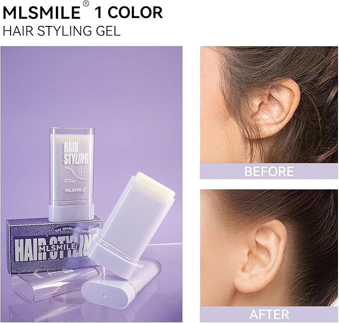 Mlsmile Hair Wax Stick for Women, Hair Styling Stick with Built-in Comb, hair balm stick, Slick Stick Hair Care for Women 14g