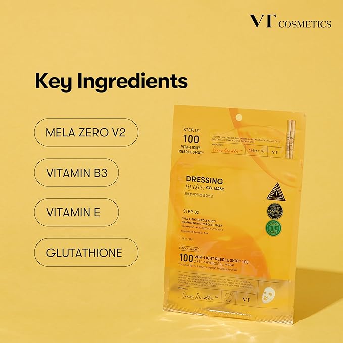 VT COSMETICS Vita-Light Reedle Shot 100 2-Step brightening  Hydrogel Mask 34.5g