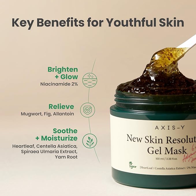 AXIS-Y New Skin Resolution Gel Mask 100ml | Skincare Face Mask | Heartleaf | Niacinamide | Skin Soothing | Korean Skincare