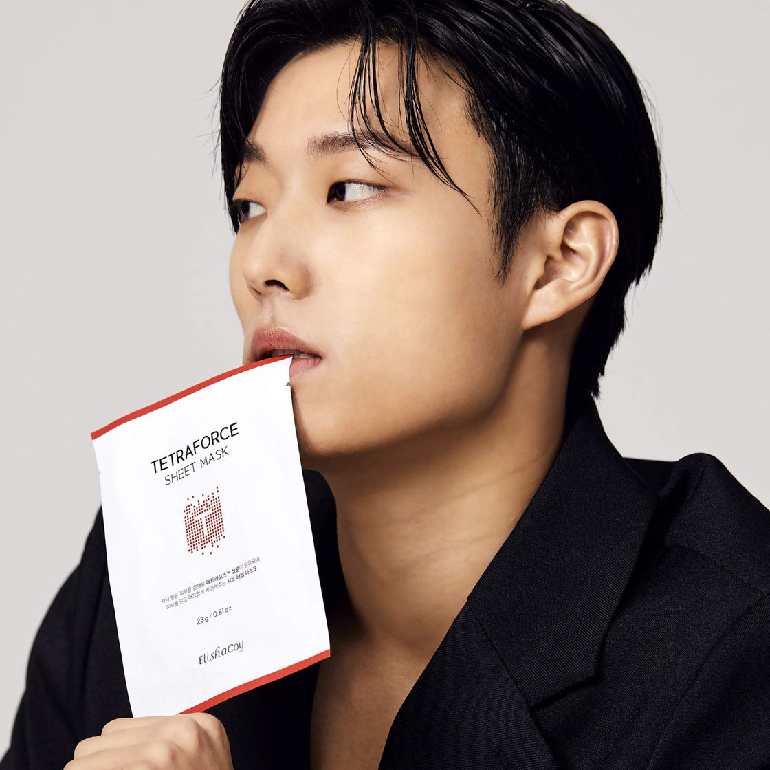 Elishacoy tetraforce sheet mask 23g 10 sheet - tea tree and centella asiatica contained skin calming facial mask sheet, redness relief, removes dead skin cells for oily acne prone skin