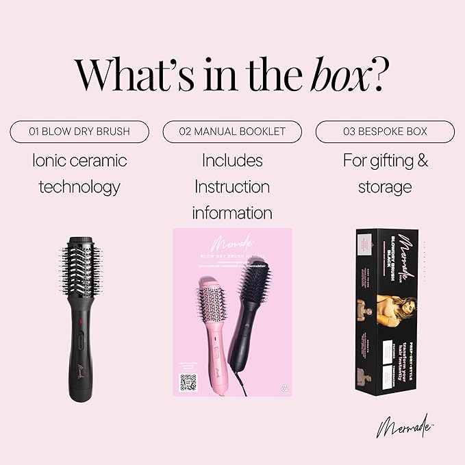 Mermade Ionic  Blow Dry Brush-Black