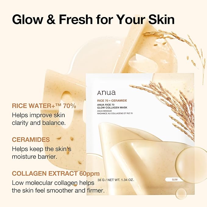 ANUA rice 70 glow collagen mask