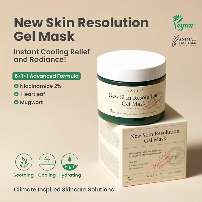 AXIS-Y New Skin Resolution Gel Mask 100ml | Skincare Face Mask | Heartleaf | Niacinamide | Skin Soothing | Korean Skincare