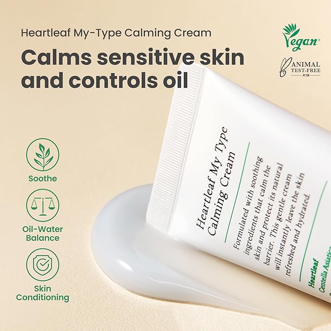 AXIS-Y Heartleaf My Type Calming Cream 60 ml | Hydrating Gel Moisturizer | Sensitive Skin | Centella Asiatica | Dehydrated Skin | Korean Skincare