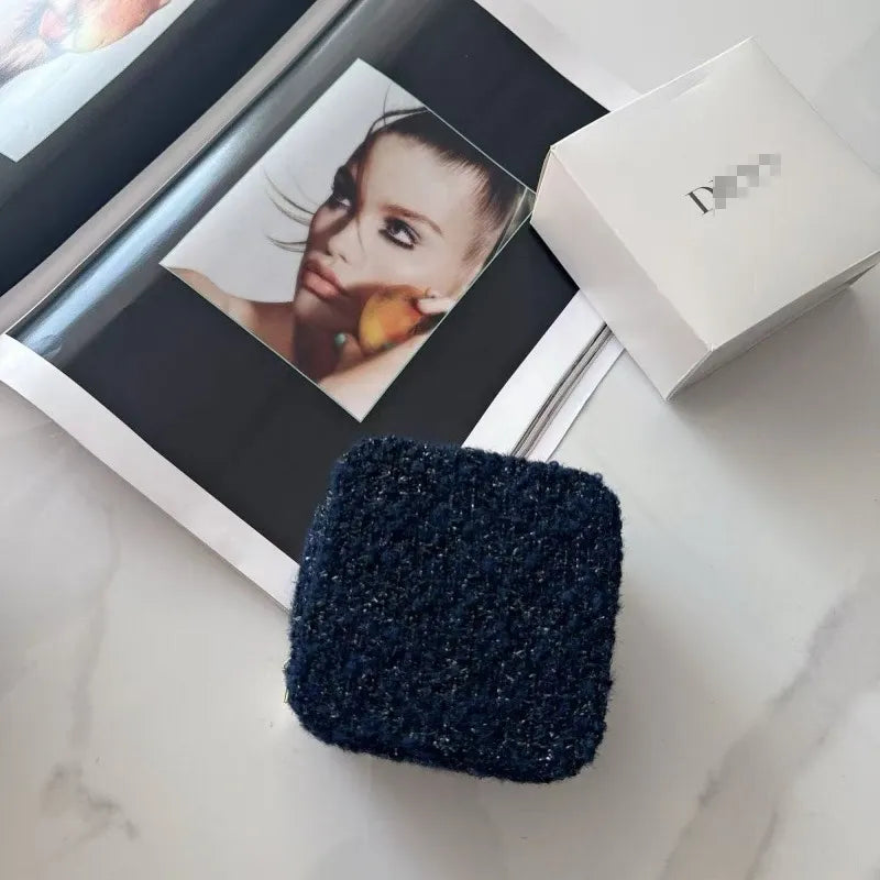 Dior Tweed Jewelry Box Pouch-Blue