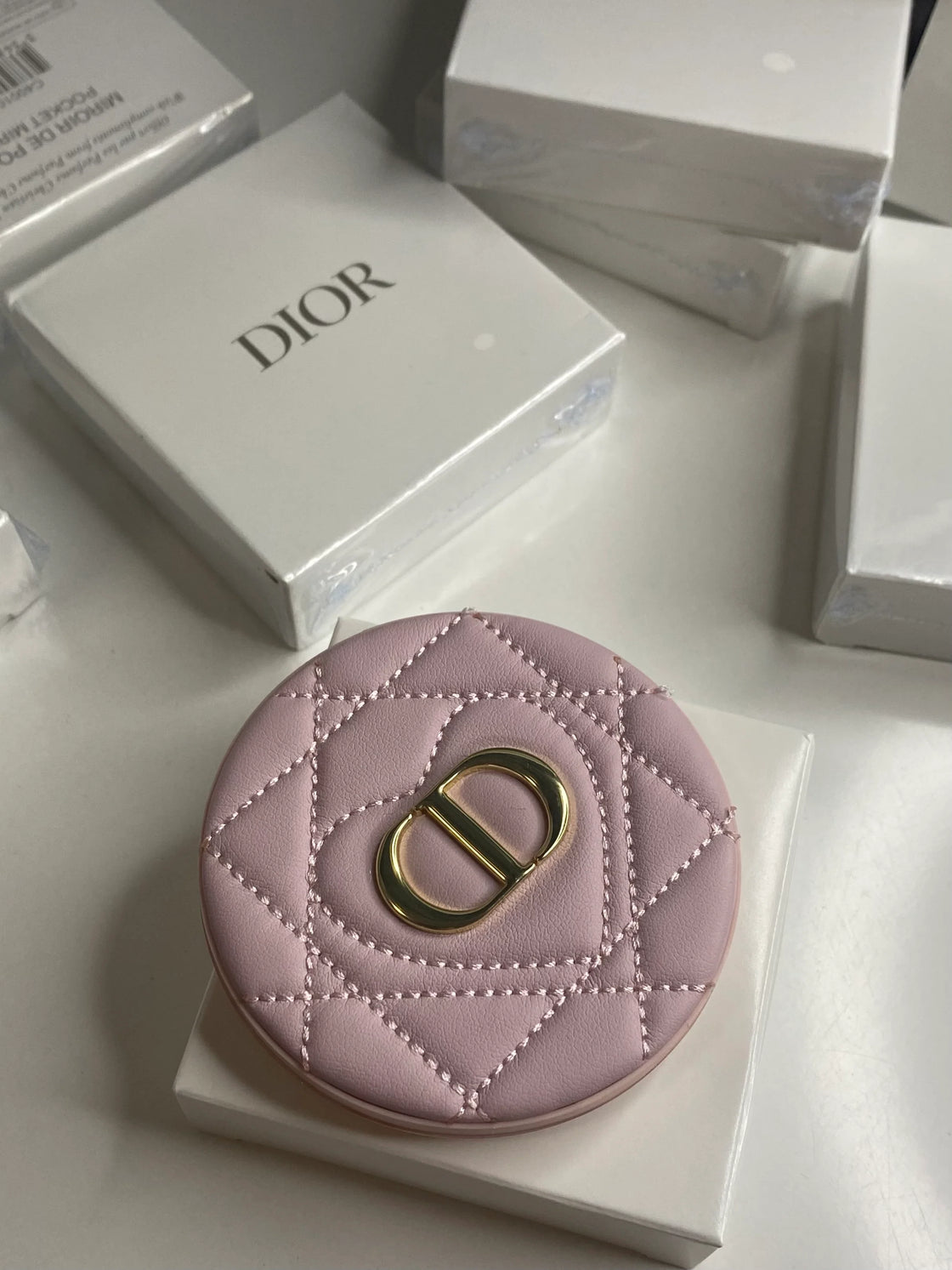 Dior Beauty Pink Heart Shaped Mirror Pocket - Leather (without box)