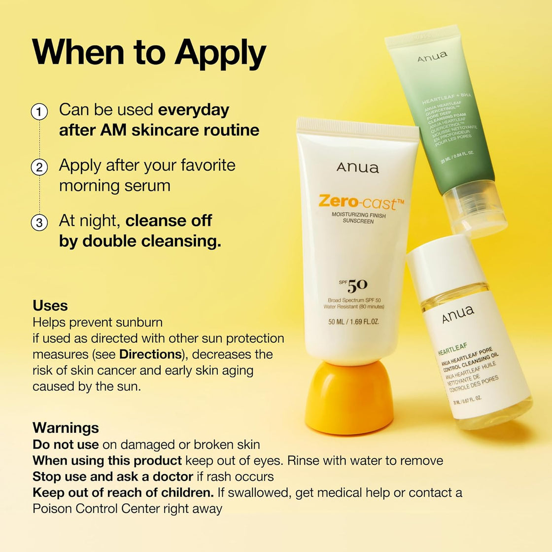 ANUA zero-cast mmoisturizing finish sunscreen,SPF 50. 50ML