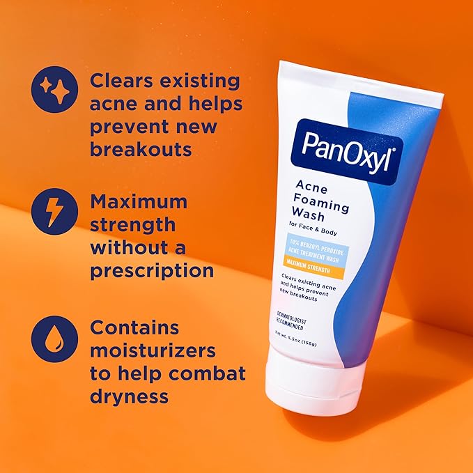 Panoxyl Acne Foaming Wash 10% Benzoyl Peroxide Maximum Strength,  (156 G)